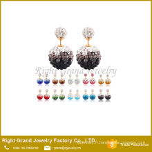 Boucle d’oreille strass Double cristal Disco Ball Shamballa goujons